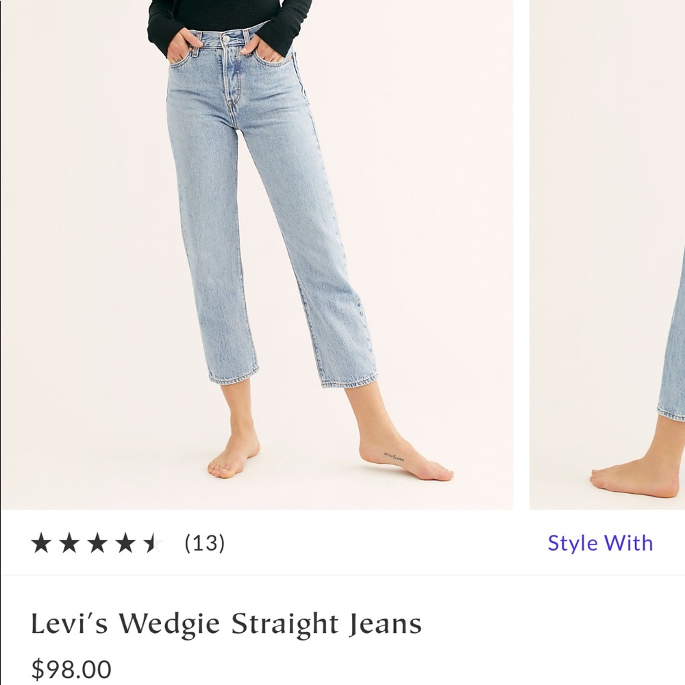 Wedge straight Levi jeans light wash